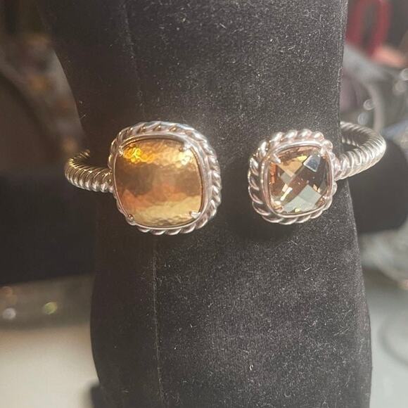 Hinged bangle bracelet citrine and gold accents - Picture 1 of 9